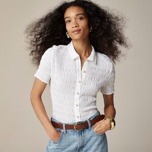 J. Crew Smocked button-up shirt in cotton-blend voile
